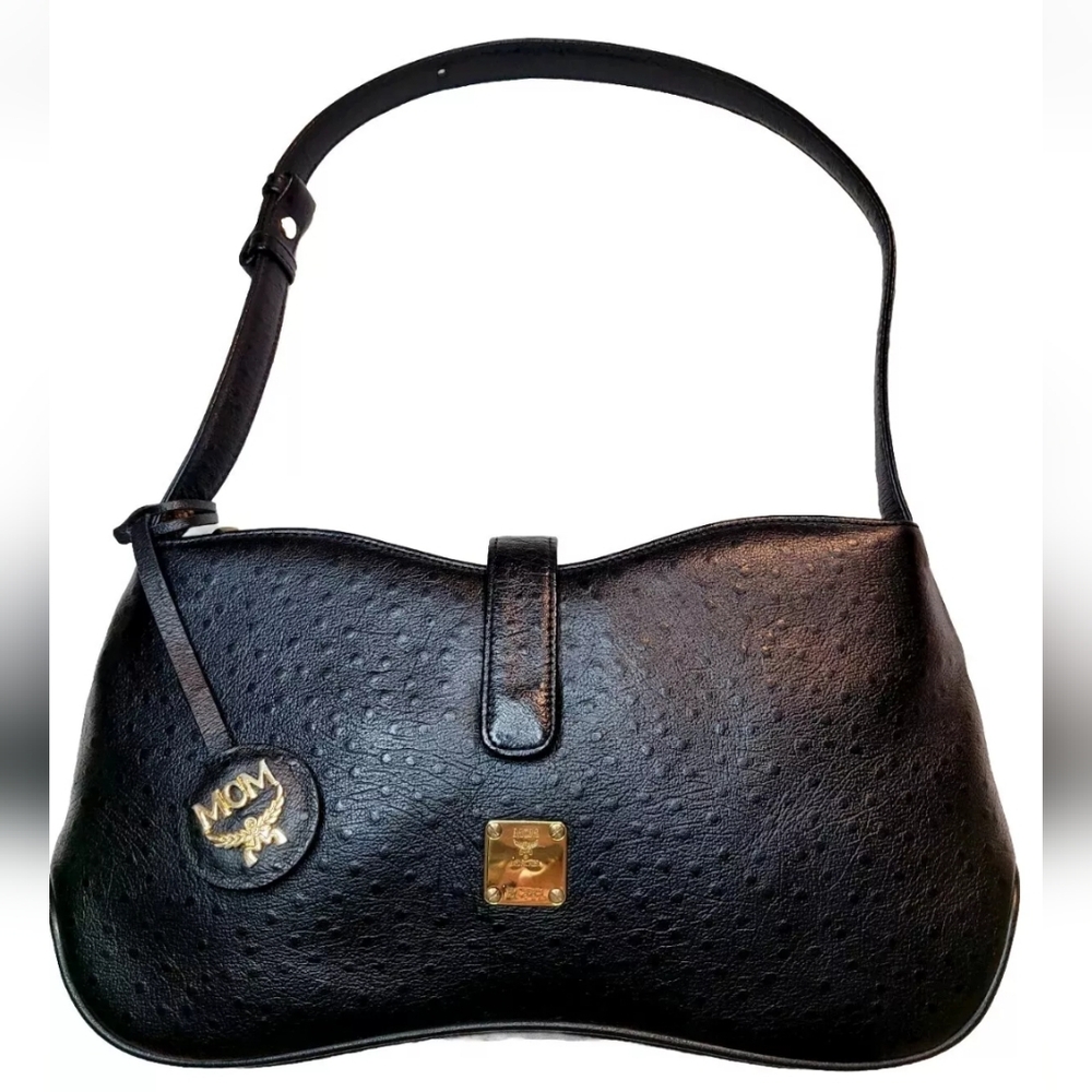 MCM Small Black Pebbled Leather Shoulder Bag